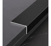 Lot de 3 nez d'escalier en métal - En alliage d'aluminium - Étanche et antidérapant - Pour intérieur et extérieur - En alliage d'aluminium - Noir givré - 100 mm x 30 mm x 0,9 m