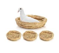 Lot de 3 nids d'oiseau en paille tissée à la main - 20 cm - Nid naturel avec respirabilité - Anti-champignon
