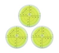 Lot de 3 niveaux à bulle circulaires 66 mm avec graduations pour mesure de précision, niveau à bulle fluorescent en PMMA jaune-vert pour cadres photo, peintures murales, appareils photo et travail du