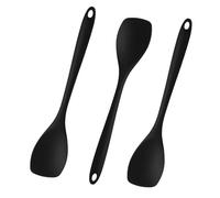 Lot de 3 Noir Longueur 27,5 cm Cuillère à Mélanger en Silicone Résistant à la Chaleur pour Cuisine, Idéale pour Ustensiles à Revêtement Antiadhésif, Ergonomique, Lavable au Lave Vaisselle