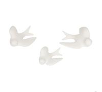 Lot de 3 oiseaux en dolomite décoration murale Blanc 10x6x16 cm