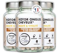 Lot de 3 ONGLES CHEVEUX | Beauté, Pousse, Croissance et Fortification | Complément Naturel | Biotine + Zinc + Germe de Blé + Levure de Bière + Vitamines E, B5 et B6 | 60 Gélules | Francais