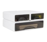 Lot de 3 organiseurs de bureau empilables avec 3 tiroirs - Accessoires d'organisation de bureau pour la maison, l'école, le papier (blanc)