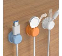 Lot de 3 organiseurs de câbles rotatifs pour gérer plusieurs cordons d'appareils avec flexibilité à 360 degrés sur des surfaces planes (couleurs mélangées)