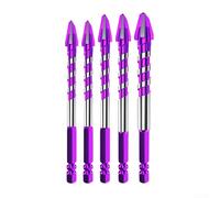 Lot de 3 ou 5 forets triangulaires en carbure pour perçage à sec pour mur, briques, carrelage, bois, aluminium et tôle (6 + 6 + 8 + 10 + 12 mm)