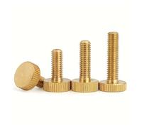 Lot de 3 ou 5 vis à tête plate en laiton M3 M4 M5 M6 GB835, en cuivre pur, à grosse tête moletée, for serrer la vis(M3x4MM-5PCS)
