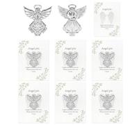 Lot de 3 ou 6 broches en forme d'ange de couleur argentée avec poème d'ange, badges anges, broches anges, cadeaux de confirmation, cadeaux catholiques pour homme et femme, costume de smoking, cravate