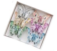 Lot de 3 ou 6 décorations papillon à paillettes 3D pour sapin de Noël et cheveux, matériau plastique, avec double couche réfléchissante (ensemble A)