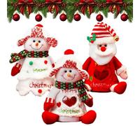 Lot de 3 ou 6 sacs cadeaux de Noël avec fermeture éclair pour poupée 3D | Style bonhomme de neige, Père Noël, renne, tissu durable, fermeture éclair, taille spacieuse, un excellent cadeau pour la