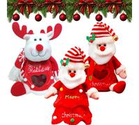 Lot de 3 ou 6 sacs cadeaux de Noël avec fermeture éclair pour poupée 3D | Style bonhomme de neige, Père Noël, renne, tissu durable, fermeture éclair, taille spacieuse, un excellent cadeau pour la