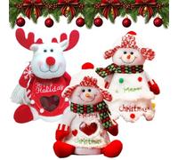 Lot de 3 ou 6 sacs cadeaux de Noël avec fermeture éclair pour poupée 3D | Style bonhomme de neige, Père Noël, renne, tissu durable, fermeture éclair, taille spacieuse, un excellent cadeau pour la
