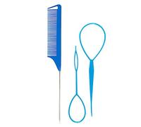 Lot de 3 outils de boucle pour queue de cheveux/queue de cheveux/peigne pour tressage français