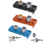 Lot de 3 outils de guidage de perçage profilé en aluminium avec foret étagé M8/M6 et bague de 10 mm pour séries 20/30/40, compatible avec les clés hexagonales, bleu