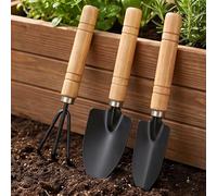 Lot de 3 outils de jardinage, mini pelle, kit de râteau avec poignées ergonomiques, idéal pour la plantation, le désherbage et la culture, outil de plantes de jardin pour plantes miniatures