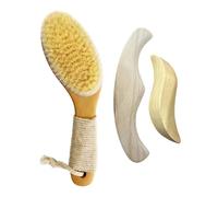 Lot de 3 outils de massage en bois, outil d'art diamant en forme de M, planche de grattage en S, brosse sèche pour le corps, pour le massage du corps entier et l’équilibre des fluides