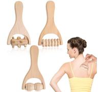 Lot de 3 outils de massage en bois pour thérapie du bois, outils de massage des mains, rouleau manuel pour détendre les cuisses, les jambes, les mains, les muscles du corps entier pour homme et femme
