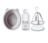 Lot de 3 outils de nettoyage pour pinceaux de maquillage, coussin houppette, outil de beauté, artefact, agent de nettoyage, bol de lavage, sac en maille, gris, Taille unique