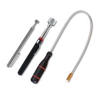 Lot de 3 outils de ramassage magnétiques télescopiques portables, outils de ramassage magnétique flexible, aimant télescopique avec poignée antidérapante, outil de récupération magnétique portable