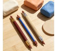 Lot de 3 outils de sculpture d'argile à double extrémité, pointe en | Kit de modelage de 16,3 à 16,5 cm, pinceaux de façonnage, pointes biseautées coniques, pour studio de sculpture polymère