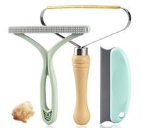Lot de 3 outils d'épilation d'animaux de compagnie pour chiens et chats - Grattoir à moquette - Brosse anti-peluches - Rasoir pour meubles de voiture, canapé - Vert