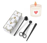 Lot de 3 outils pour bougies - Coupe-mèche en acier inoxydable, éteignoir à bougie et cuillère à mèche - Finition noire pour une combustion sans suie et une extinction sûre - Coffret cadeau idéal pour