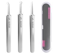 Lot de 3 outils pour enlever les points noirs, pince à épiler de précision, pinces à cellules ultra tranchantes en acier inoxydable pour nettoyer les boutons et les boutons