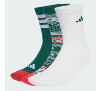 LOT DE 3 PAIRES CHAUSSETTES MI-MOLLET adidas CHRISTMAS GRAPHIC Collegiate Green / White / Pure Ruby 37-39