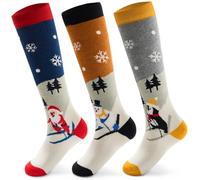 Lot de 3 Paires Chaussettes Ski Enfant Chaussettes hiver Longues Enfants Chaussettes Thermiques Garcon Chaussettes épaisses Chaudes Fille Longueur du pied 16-18 CM/5-7 Ans