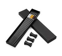 Lot de 3 paires de baguettes japonaises en alliage de qualité supérieure - Noir - 3 baguettes - Baguettes en acier inoxydable - Avec support - Coffret cadeau - Couverts asiatiques avec coffret cadeau