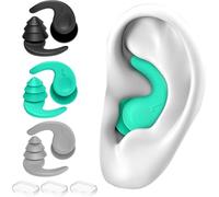 Lot de 3 paires de bouchons d'oreilles étanches en silicone réutilisables pour la natation, le surf et la plongée avec tuba