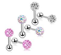 Lot de 3 paires de boucles d'oreilles à Lobo 16G pour filles, oreilles sensibles avec boucles d'oreilles à vis en acier chirurgical pour femme attrayante