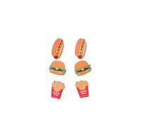 Lot de 3 paires de boucles d'oreilles à tige mignonnes et drôles en forme de hamburger en forme de hot-dog frites faites à la main en acrylique pour femme, Zinc Acrylique, Pas de gemme