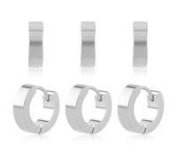 Lot de 3 paires de boucles d'oreilles créoles en acier inoxydable pour homme - Dorées, argentées et noires - Hypoallergéniques - Petites boucles d'oreilles créoles pour homme et femme, 14mm x 4mm