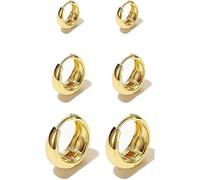 Lot de 3 paires de boucles d'oreilles créoles en or pour femme, boucles d'oreilles légères en forme de larme, cadeaux de bijoux, hypoallergéniques et sensibles, pour femmes formidables, cadeaux