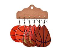 Lot de 3 paires de boucles d'oreilles de style sportif, boucles d'oreilles en cuir à paillettes scintillantes pour rugby, basket-ball, baseball, football, pom-pom girl, léger, multicouche, en forme de