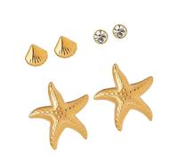 Lot de 3 paires de boucles d'oreilles empilables en acier inoxydable pour une tenue décontractée, taille unique, Comme décrit, Comme décrit.