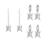 Lot de 3 paires de boucles d'oreilles pendantes punk alternative gothique en alliage texture adaptée aux tenues décontractées et formelles
