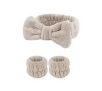 Lot de 3 paires de bracelets imperméables et absorbants en polaire corail avec oreilles de lapin (gris)