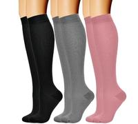Lot de 3 paires de chaussettes compressées au design ergonomique favorisant la circulation sanguine - Convient pour rester debout ou marcher pendant de longues heures, la course à pied, le cyclisme, z