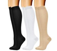 Lot de 3 paires de chaussettes compressées au design ergonomique favorisant la circulation sanguine - Convient pour rester debout ou marcher pendant de longues heures, la course à pied, le cyclisme