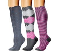 Lot de 3 paires de chaussettes compressées au design ergonomique favorisant la circulation sanguine - Convient pour rester debout ou marcher pendant de longues heures, la course à pied, le cyclisme, G