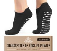 Lot de 3 Paires de Chaussettes de Yoga Antidérapantes pour Femme - Respirantes, Idéal pour Yoga, Pilates, Barre, Danse, Ballet, Fitness, Trampoline, Arts Martiaux, Hôpital