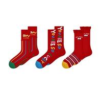 Lot de 3 paires de chaussettes en coton pour femme Motif zodiacs chinois Année de naissance Porte chance Cadeau pour femme, Golden Snake Happy N, Taille unique
