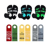 Lot De 3 Paires De Chaussettes Gaming, Cadeaux De Noël Pour Hommes Et Gamers, Chaussettes Fantaisie Gemtte, Avec 3 Accroche-portes En Feutrine, Cadeaux De La Saint-Nicolas Pour Hommes