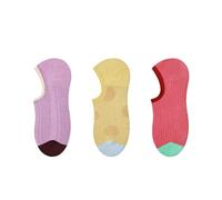 Lot de 3 paires de chaussettes invisibles à rayures de style japonais pour femme, décontractées, confortables, simples et délicates, Peach Bubble, One Size