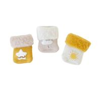 Lot de 3 paires de chaussettes mignonnes avec velours et épaississement pour les tout-petits de 0 à 5 ans, style arc-en-ciel géométrique de dessin animé, Sun Boy, XS