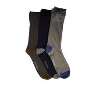 Lot de 3 paires de chaussettes non élastiques pour homme Bleu marine/marron Taille 39-45 - Bleu - 40-45