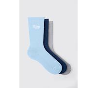 Lot de 3 paires de chaussettes rayées à broderie MAN - Ofcl homme - multicolore - ONE SIZE, multicolore