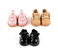 Lot de 3 paires de chaussures de poupée, mini chaussures pour poupée de 17 cm, accessoires mignons pour poupée, 3 couleurs pour correspondre à différentes tenues et vêtements Noir/rose/jaune