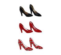 Lot de 3 paires de chaussures miniatures en fer peintes à la main à talons hauts échelle 1:12 pour décorations de maison de poupée, collection de chaussures réalistes, petites chaussures réalistes